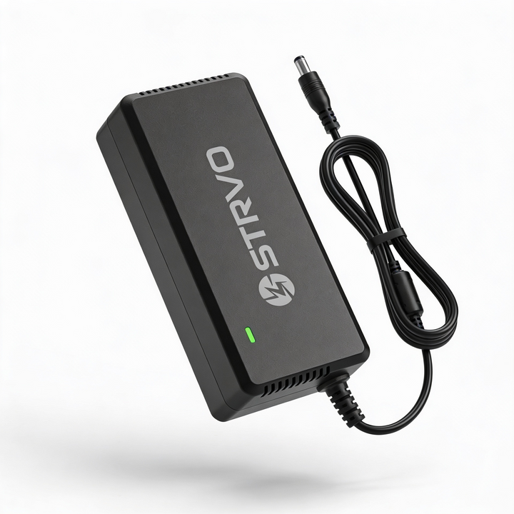 Strvo 54.6V Charger Single Connector 5.5 x 2.1mm DC Charger for 48V batteries, compatible with ebikes and escooters and emobility vehicles