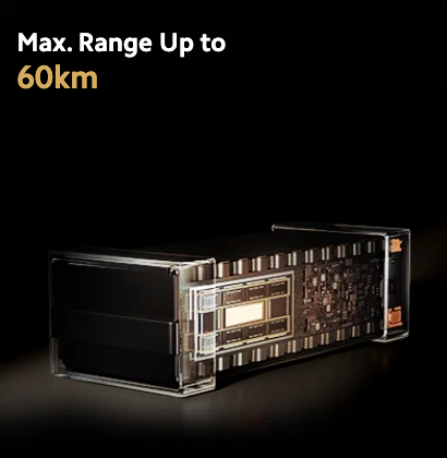 Up to 60 km Max Range on a Single Charge