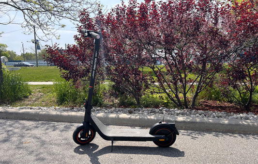 InMotion Air Pro electric scooter displayed in a serene park setting, emphasizing its modern design and mobility efficiency for city use.