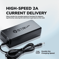 Strvo 42V2A Charger With 6 in 1 Plugs Output heads DC Fast Charger, compatible with various escooter and ebike models, built for 36V batteries