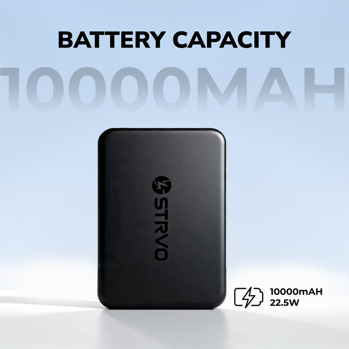 Strvo 10000mAh PD 22.5W Magnetic Battery Pack Power Bank for smartphones, 15W Wireless Portable Charger with Magsafe, Skin-Friendly Compatible with smartphones and Includes USB-C Cable