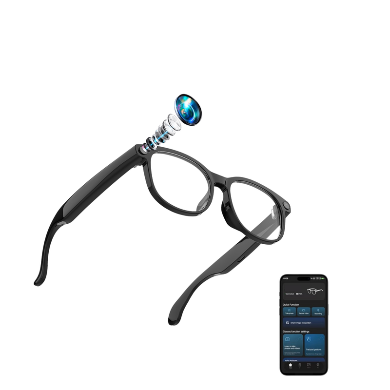 STRVO G-01 Smart Audio Glasses with 2K Camera, Bluetooth, Photochromic Lenses, AI Assistant & Touch Controls - Curved Design for Everyday Wear