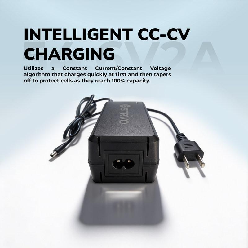 Strvo 54.6V Charger Single Connector 5.5 x 2.1mm DC Charger for 48V batteries, compatible with ebikes and escooters and emobility vehicles