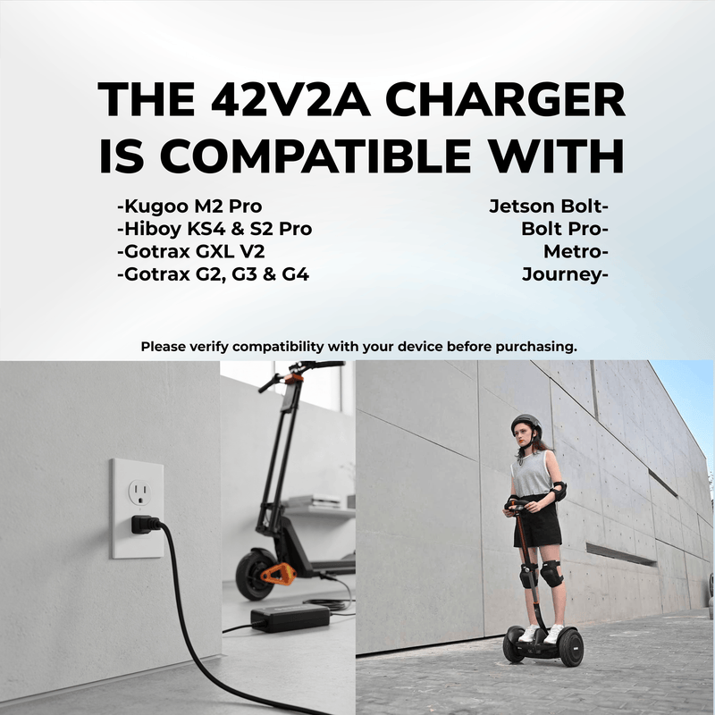 Strvo 42V2A, 5.5 x 2.1mm connector, charger for 36V Lithium Ion Battery Compatible with Kugoo M2 Pro | Hiboy KS4 and S2 Pro | Gotrax GXL V2, G2, G3, G4 | Jetson Bolt, Bolt Pro, Metro, Journey