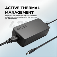 Ryvo-X 54.6V 2A 5.5 x 2.1mm DC Charger for 48V Lithium Ion Battery, UL Certified