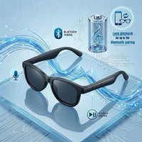 STRVO J-100 Bluetooth Smart Audio Glasses - Lightweight Open-Ear Calling & Music Sunglasses with Touch Controls, Long Battery Life - Black