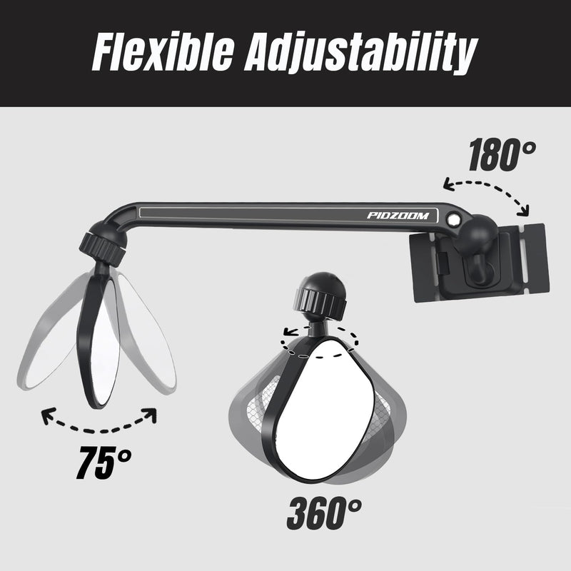 Pidzoom Bike Helmet Mirror for Cycling - 360° Adjustable and Rotating