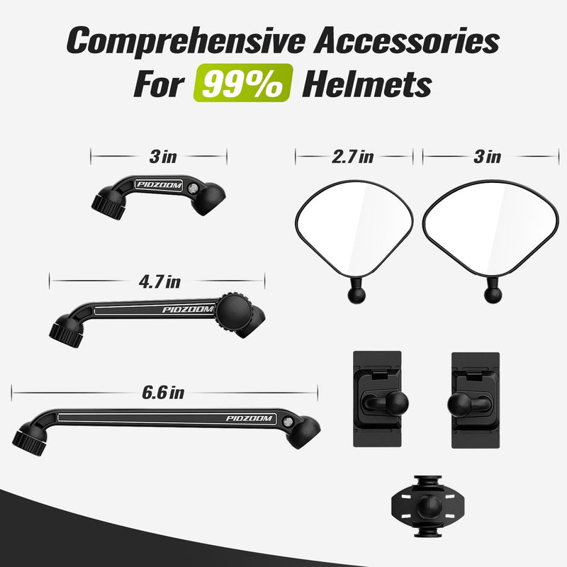 Pidzoom Bike Helmet Mirror for Cycling - 360° Adjustable and Rotating